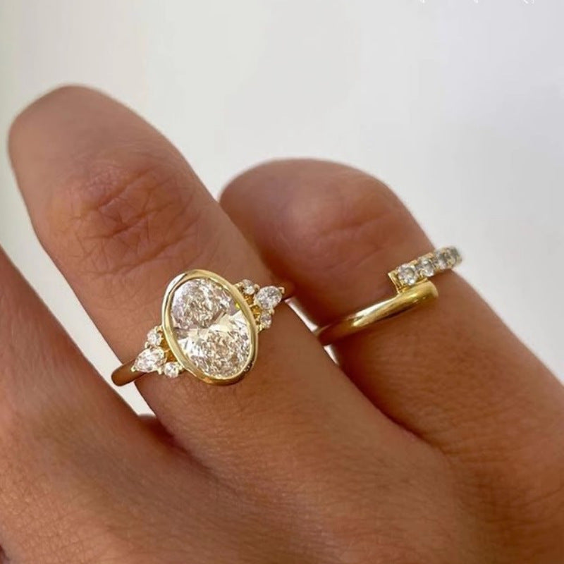 Ins Style Oval Zircon Ring