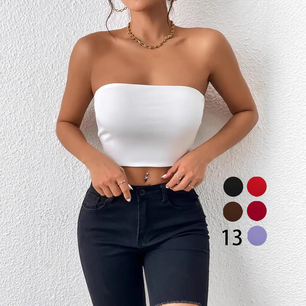 Sexy Navel Tube Top Strap Vest Outer Wear Tank-top
