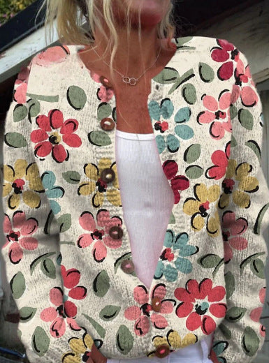 3D Digital Printing Cardigan Coat Outerwear Women