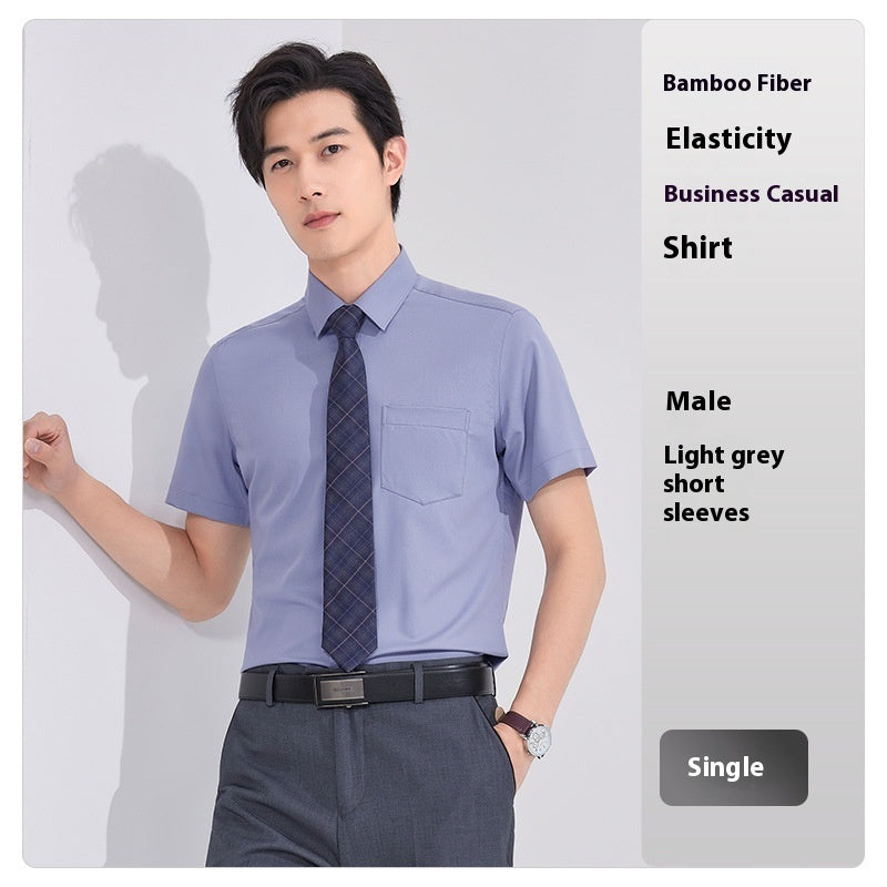 Bamboo Fiber Business Short Sleeve Non-ironing Stretch Shirt