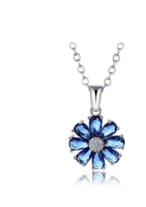 Copper Zircon Floral Diamond Necklace Stud Earrings
