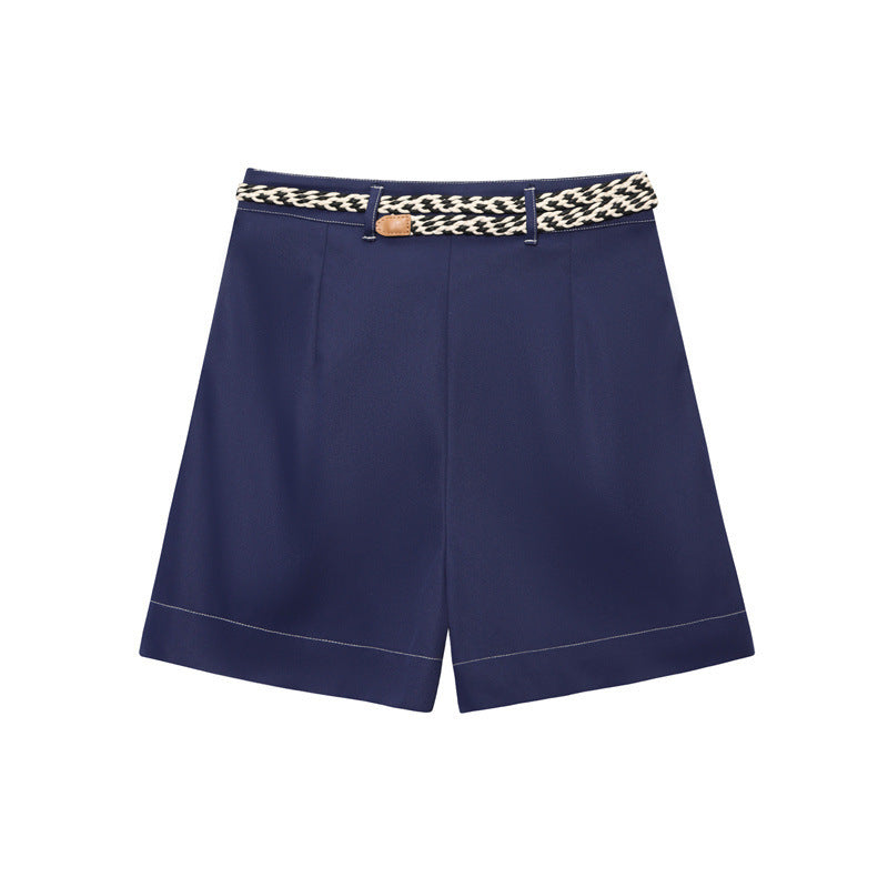 Women's Belt Double Breasted Culottes Short