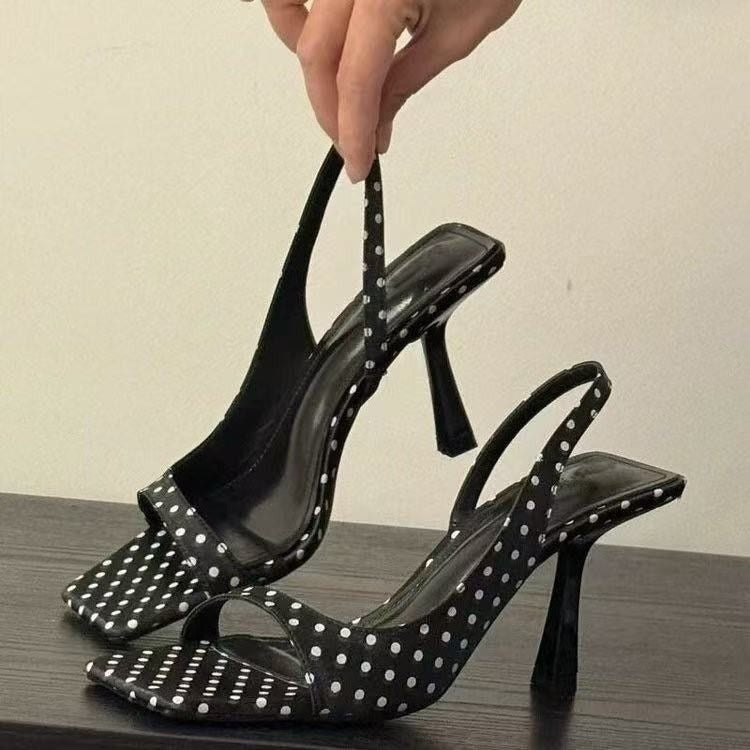 French-style Stiletto Black Square-toe High Heels For Women