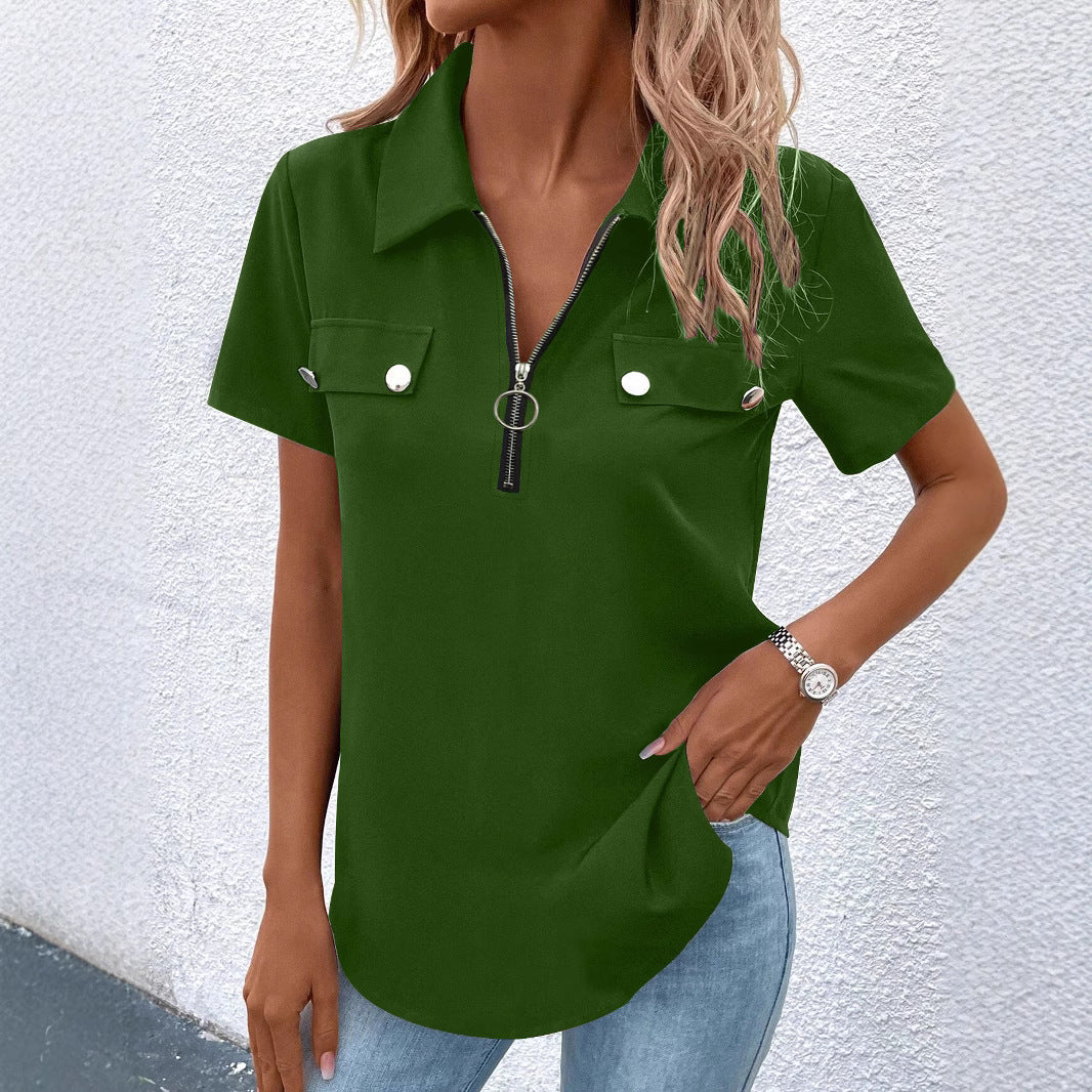 Fashionable Casual T-Shirt For Women With Button Details