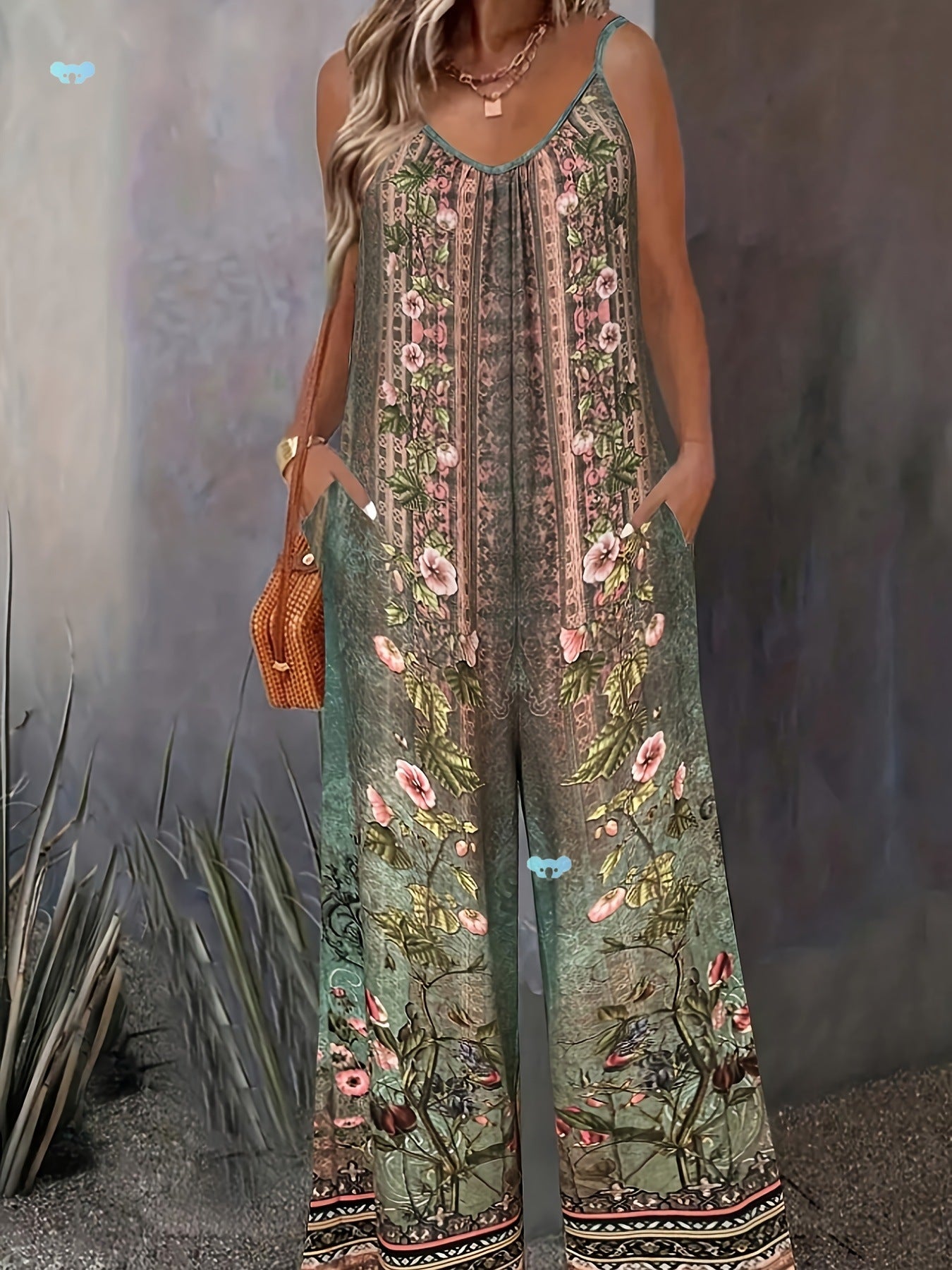 Tribal Printed Sleeve Jumpsuit