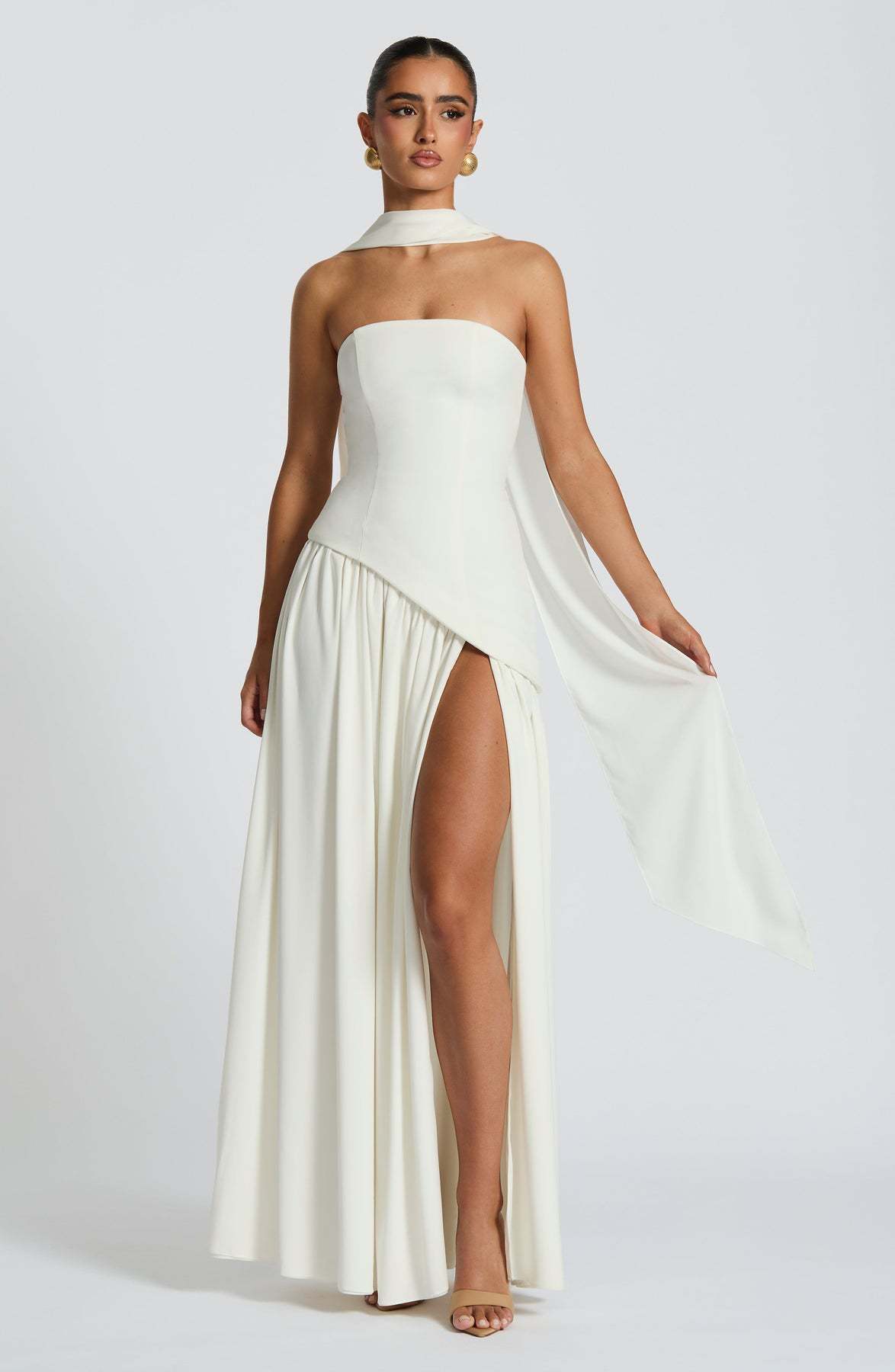 Fashion Sexy Backless Tube Top Pure Color Split Dress