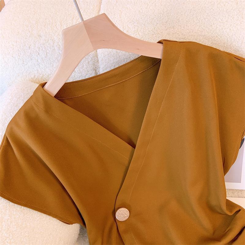 Women's Fashion Cross-Over Irregular Short-Sleeve T-Shirt