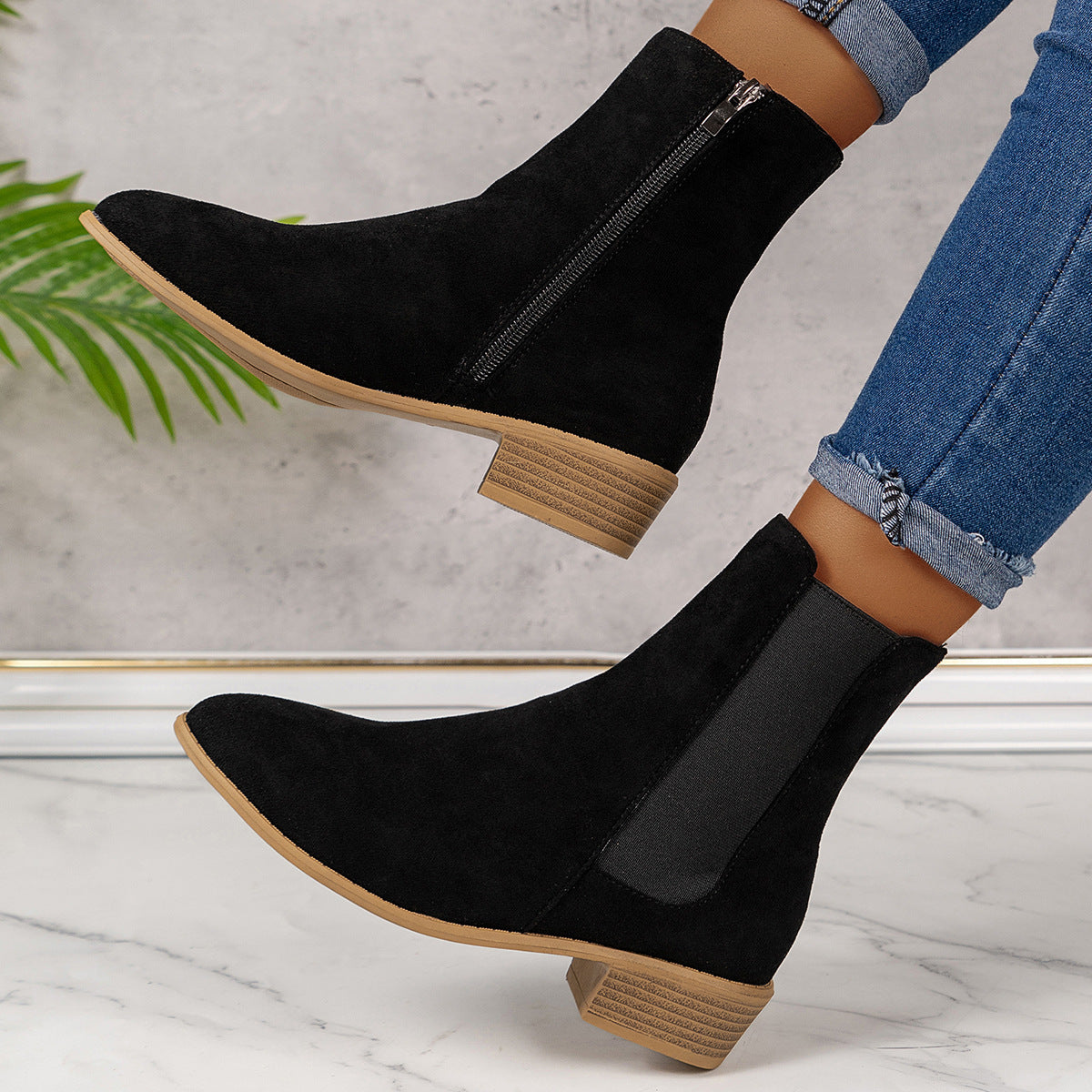British Style Plus Size Thin Mid-calf Length Boots