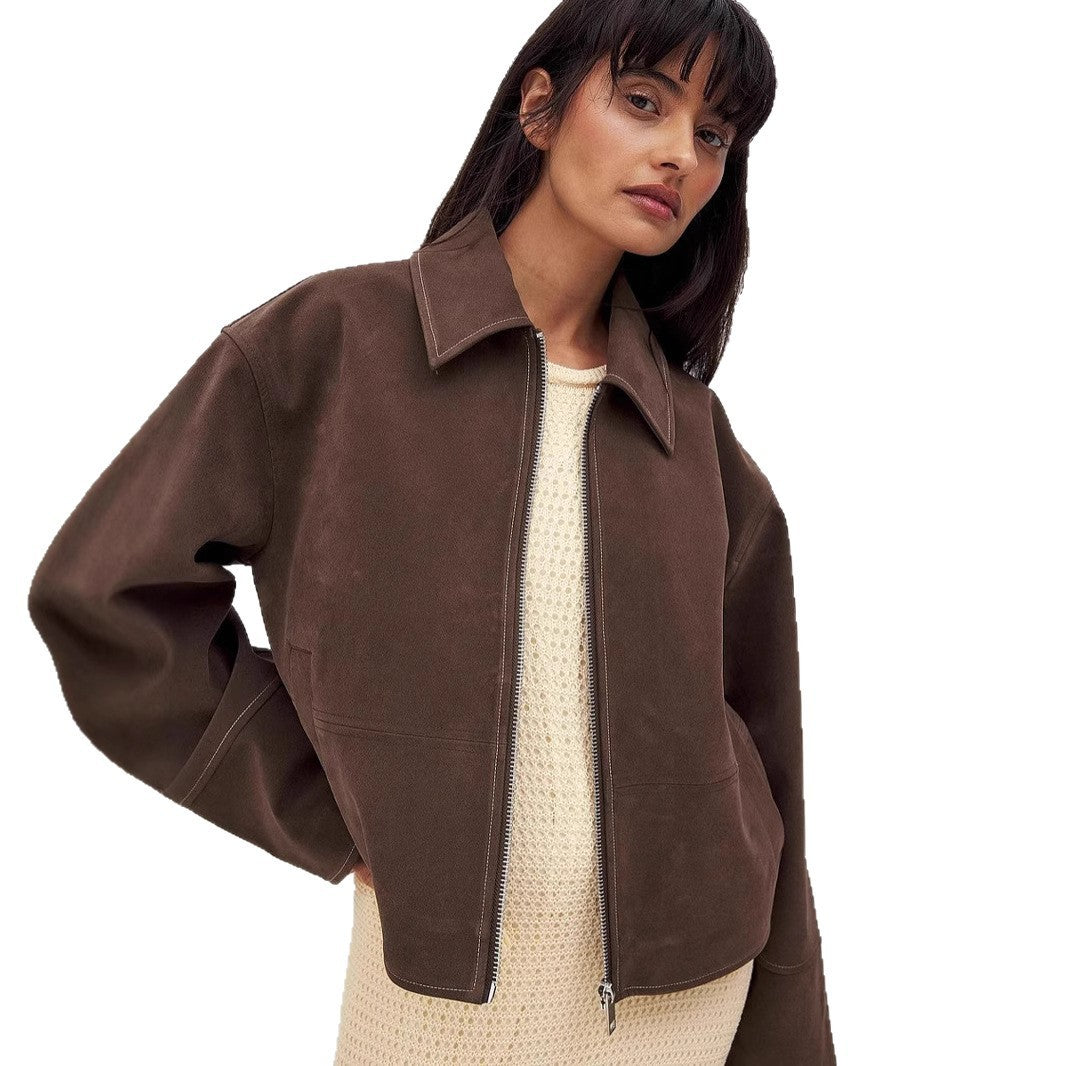 European And American Coat Dark Brown Popular Jacket