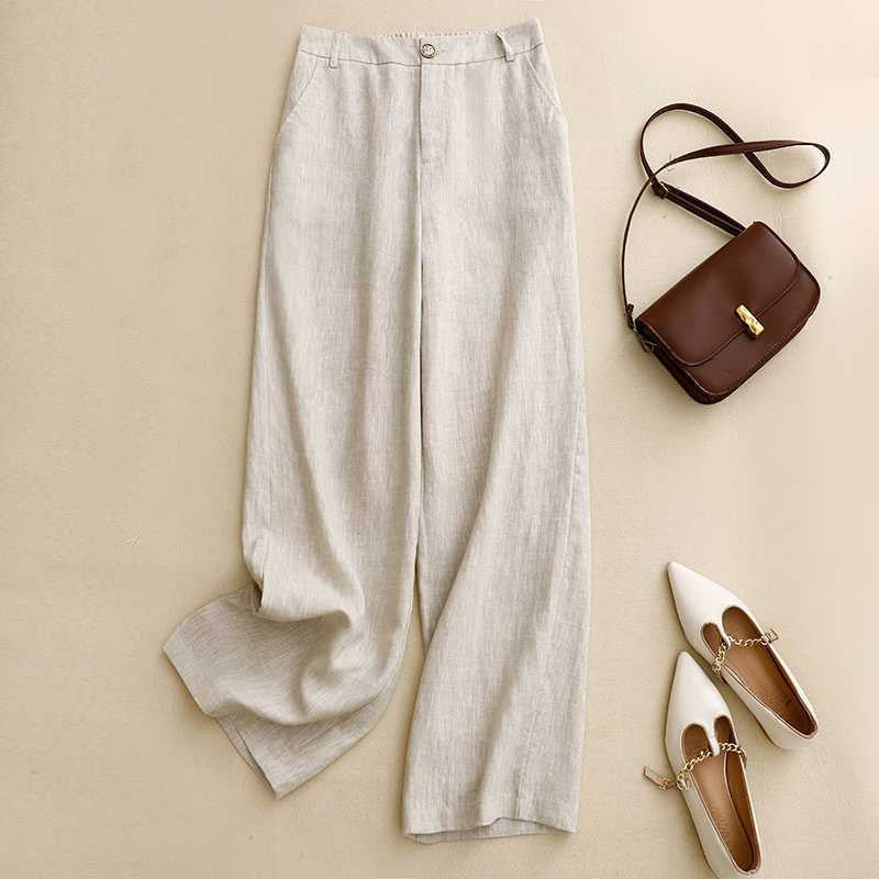 Women's High-end Cotton And Linen Wide-leg Pants