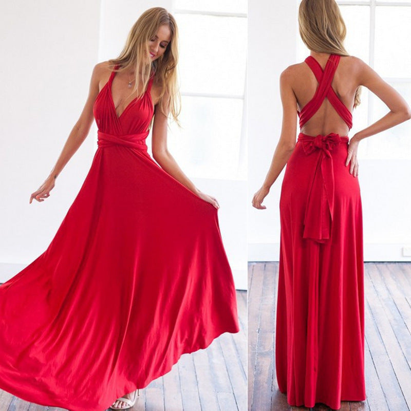 Multiple Wear-rope Cross Backless Sexy Bandage One-piece Dress