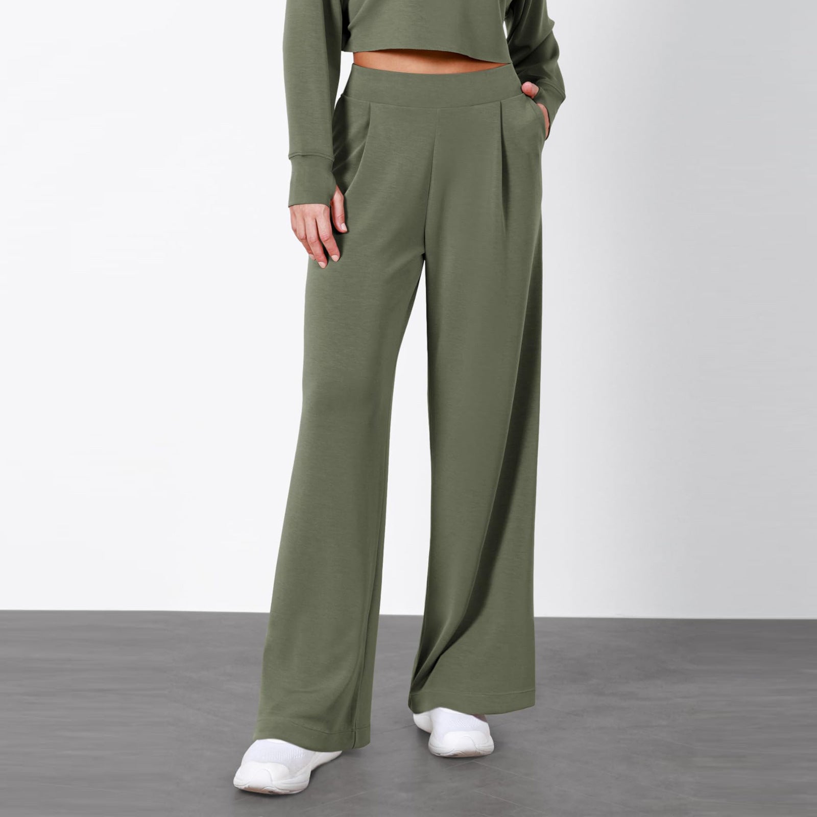 Simple High Waist Female Drooping Straight Pants