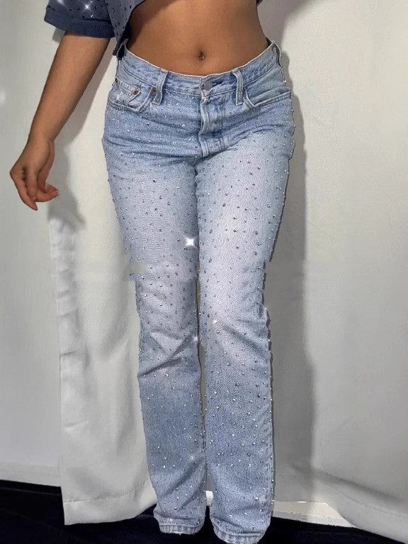Men's And Women's Jeans With Diamonds