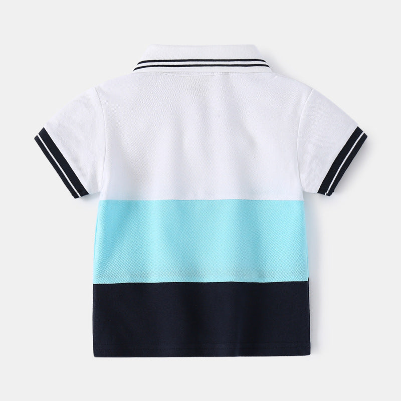 Boys' Fashion Colorful Lapel Short-sleeved Tops