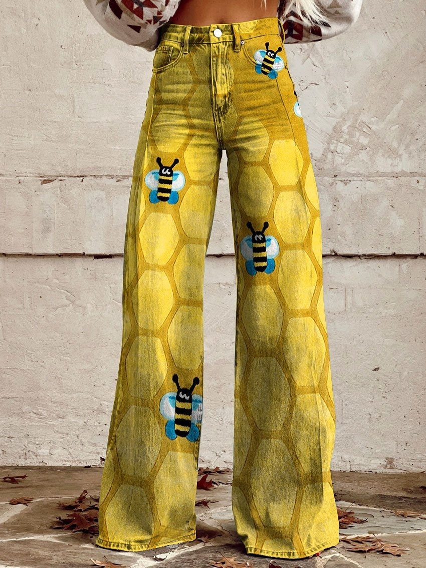 Thin Anti-3D Trendy Bell-bottom Pants Women's Denim Wide-leg Pants